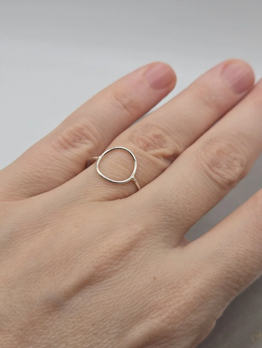Sterling Silver Ring Wire Circle Outline Size sz8 Fairy Boho Dainty Delicate 925